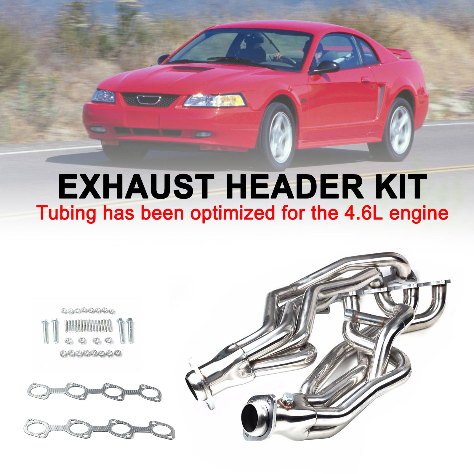 Ford 1996-2004 Mustang GT V8 4.6L Pair Stainless Exhaust Manifold Headers