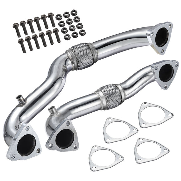 Ford 2008-2010 6.4L Powerstroke Diesel Heavy Duty Polished No EGR Exhaust Up-Pipe