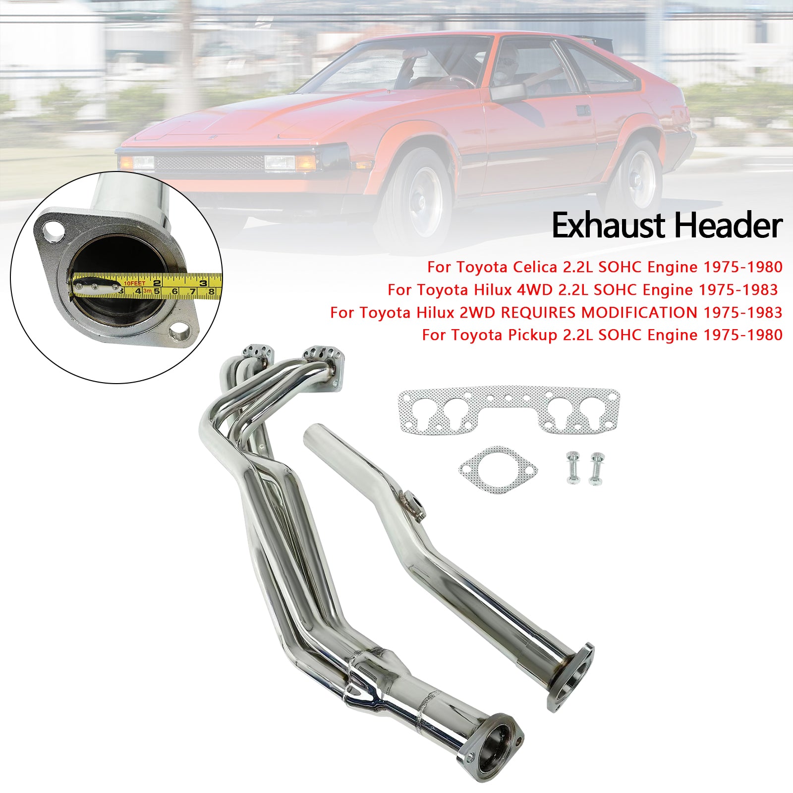 Toyota 1975-1983 Hilux 2WD REQUIRES MODIFICATION Exhaust Manifold Header