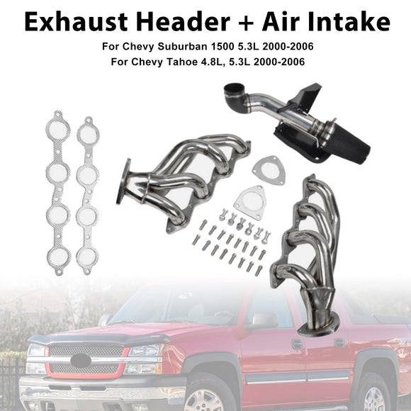 Air Intake Exhaust Header Fit Chevy Fit GMC Avalanche Silverado 2000-2006 V8