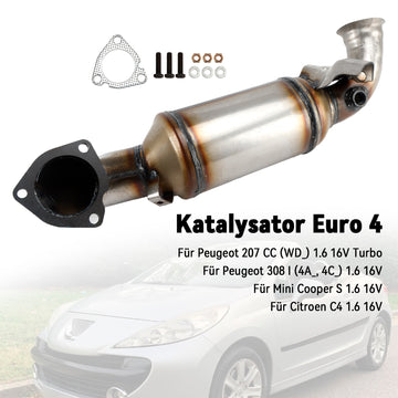 Catalytic Converter For Peugeot 207 308 1.6 Mini Cooper S Clubman Citoren C4 - 0