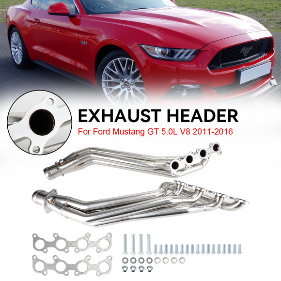 Lot de 2 collecteurs d'échappement en acier inoxydable pour Ford Mustang 2011-2016 GT 5.0/302 V8