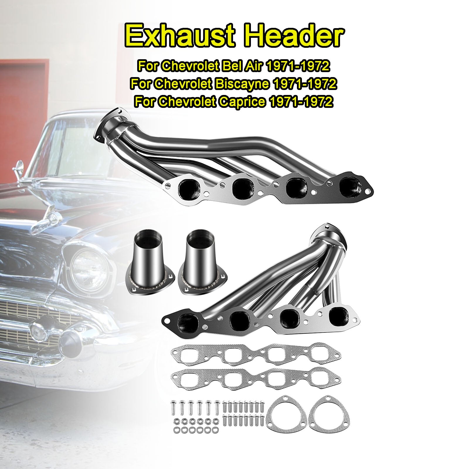 Chevrolet 1971-1972 Bel Air/Biscayne/Caprice/Chevelle/Corvette/El Camino/Impala 6.6L Exhaust Manifold Shorty Header