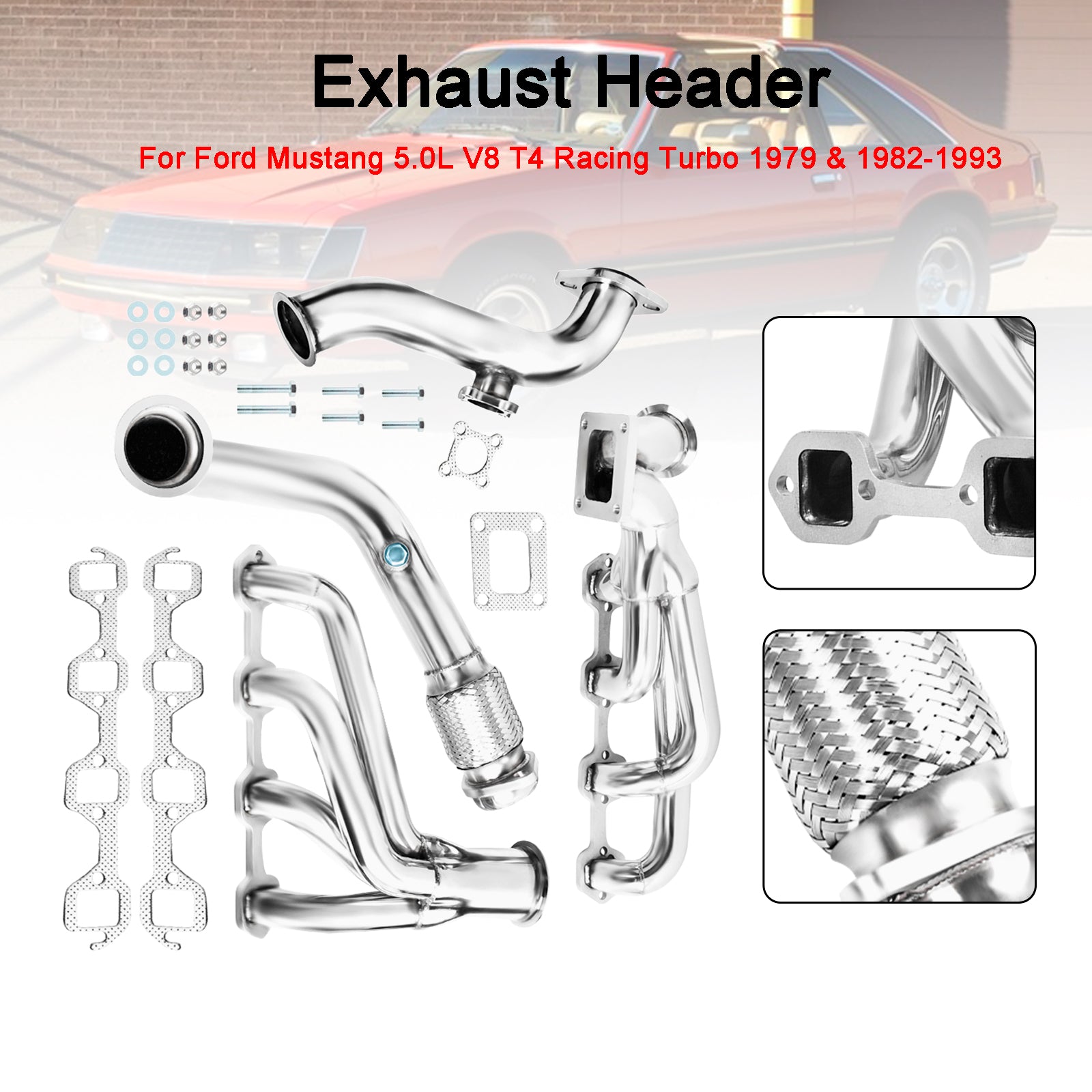 Ford  1979 & 1982-1993 Mustang 5.0L V8 T4 Racing Turbo Exhaust Header Manifold