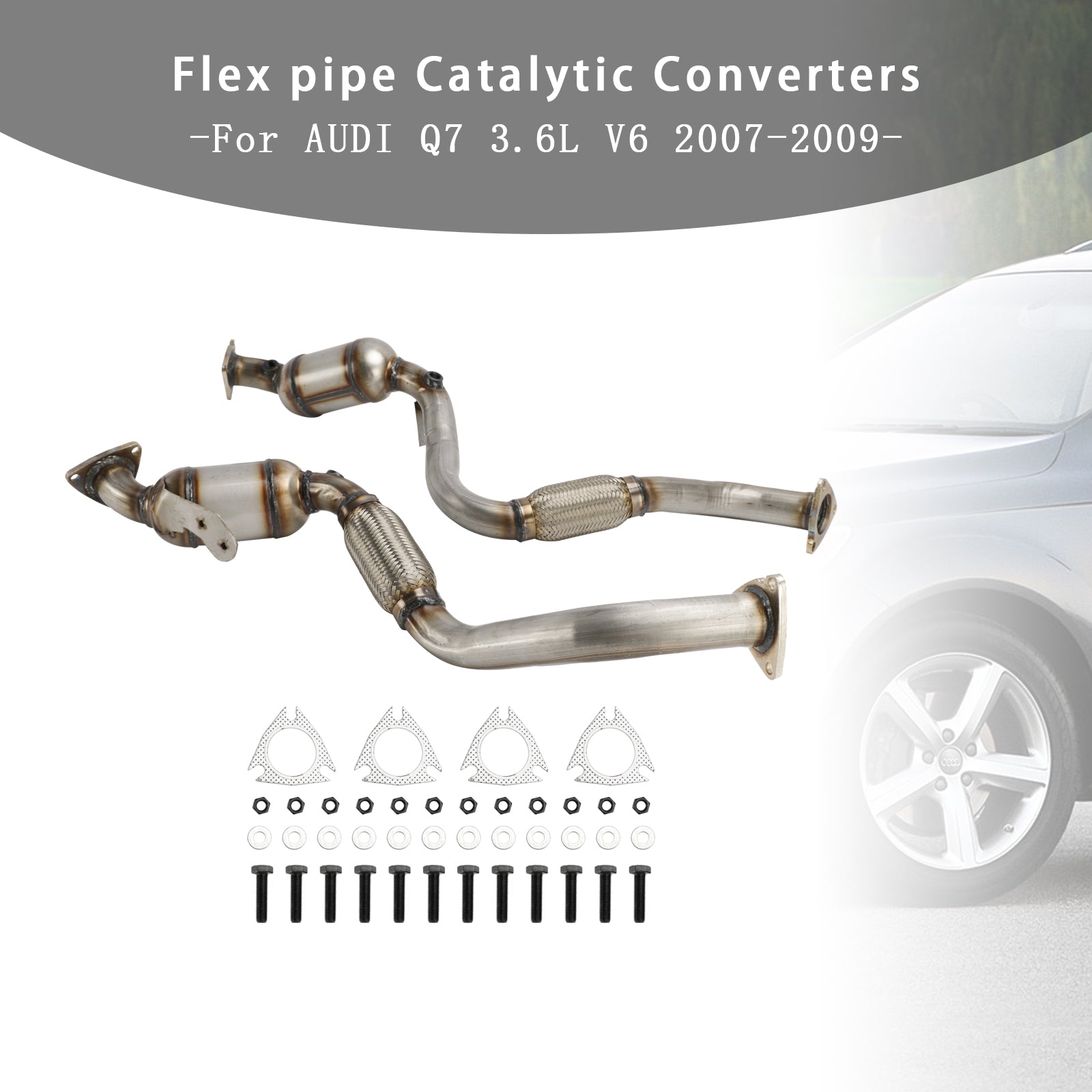 Audi 2007-2009 PREMIUM V6 3.6L Flex pipe Catalytic Converters