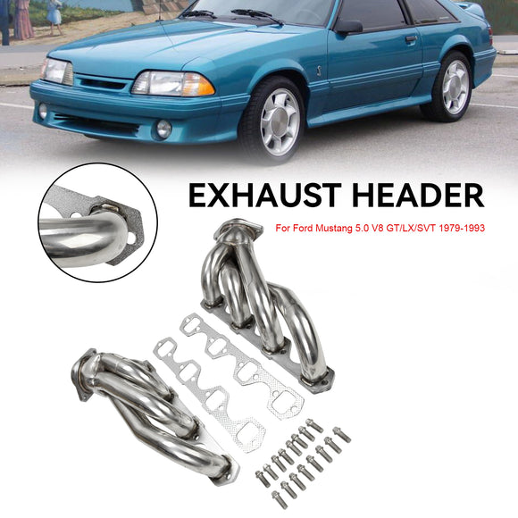 Collecteurs d'échappement en acier inoxydable pour Ford Mustang 5.0 V8 GT/LX/SVT 1979-1993