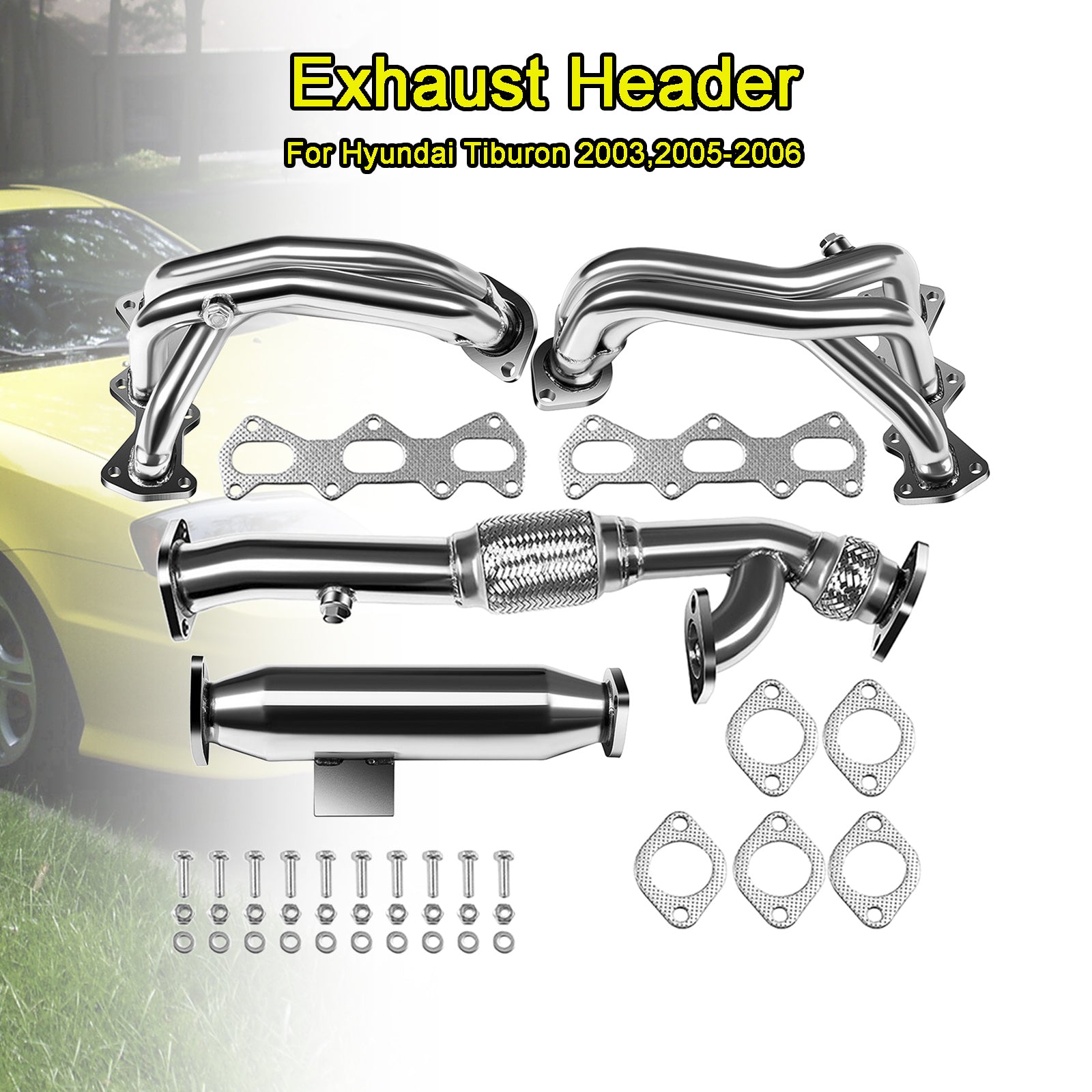 Hyundai 2003 2005-2006 Tiburon 2.7L Stainless Header Exhaust Manifold HDSHT03V6