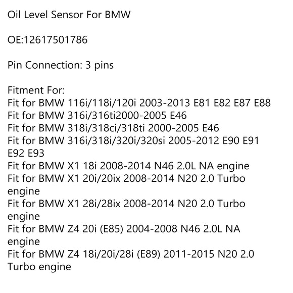 Oil Level Sensor 12617501786 6RP008324 For BMW BMW 1 3 Series E81 E87