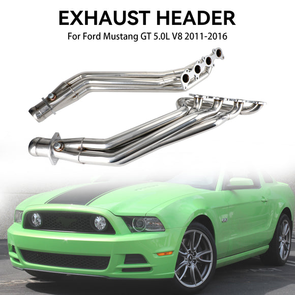 Lot de 2 collecteurs d'échappement en acier inoxydable pour Ford Mustang 2011-2016 GT 5.0/302 V8