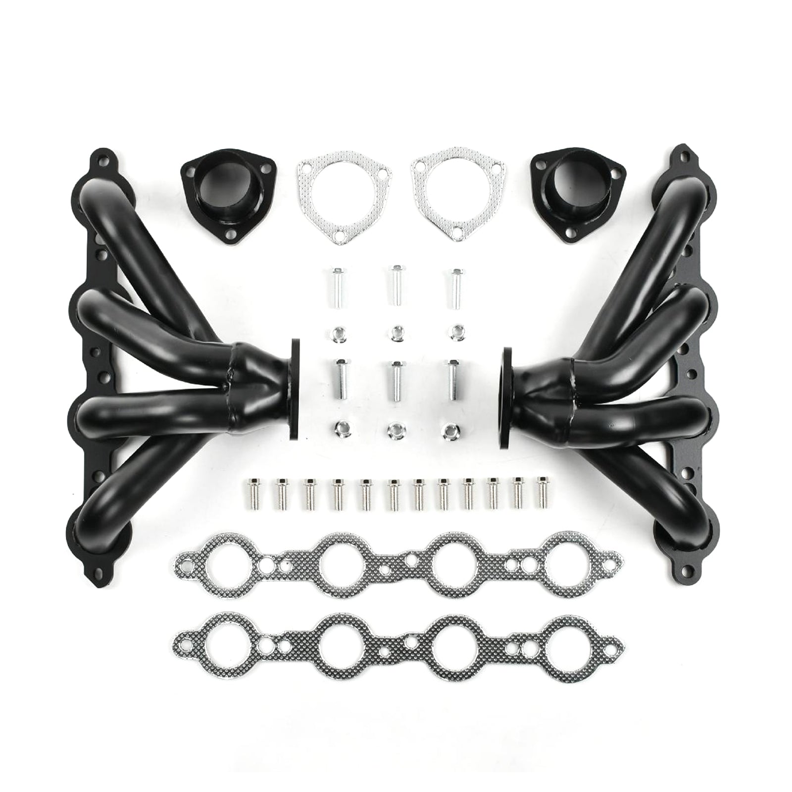 Black Exhaust Manifold Header Fit Chevy LS LS3 LS6 LS7