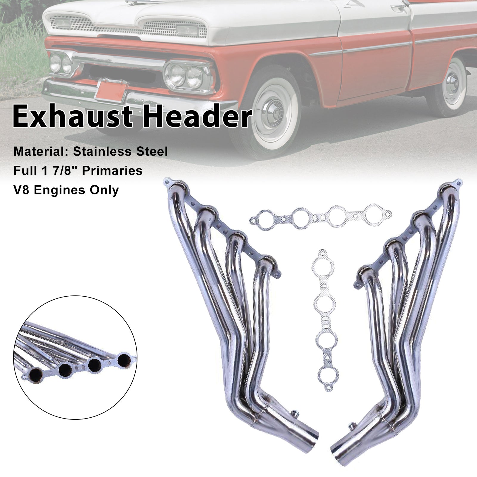 LS6 Long Tube 1-7/8 Exhaust Manifold Header Fit Chevy C10 LS LS1 LS3 LS2