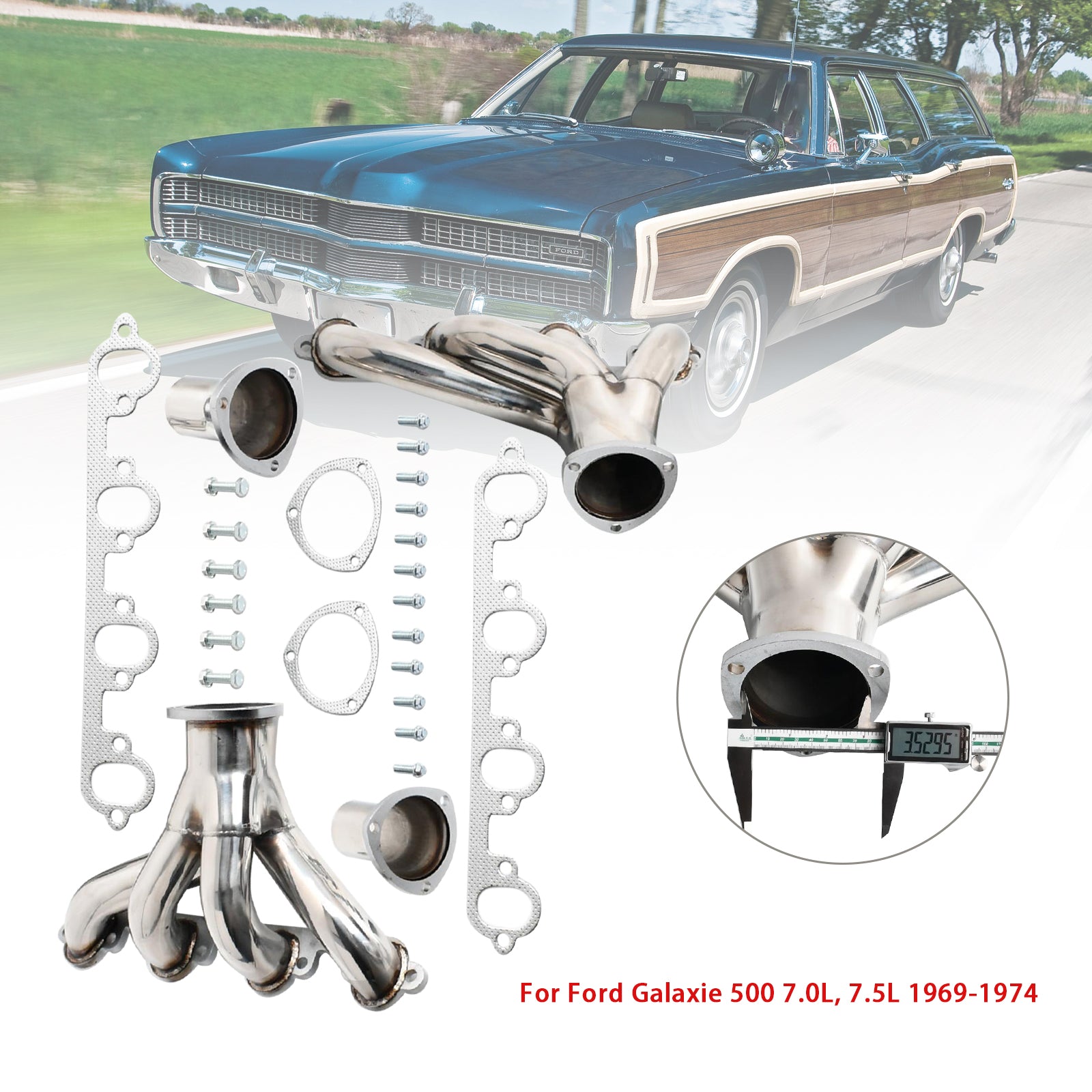 Collecteur d'échappement pour Ford Country Sedan Big Block 429 460 7.0/7.5L 1969-1973