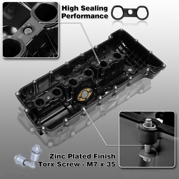 BMW E70 E82 E90 X5 128i 328i 528i Valve Cover w/ Gasket Bolts 11127552281