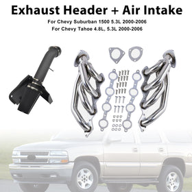Exhaust Header Air Intake Fit Chevy Fit GMC Avalanche Silverado 2000-2006 V8 - 0