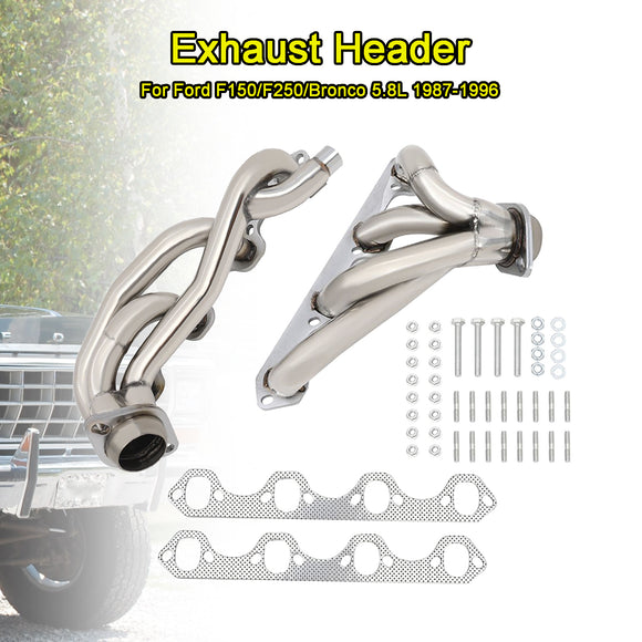 Ford 1987-1996 F150/F250/Bronco 5.8L T-304 Shorty Exhaust Headers Manifold