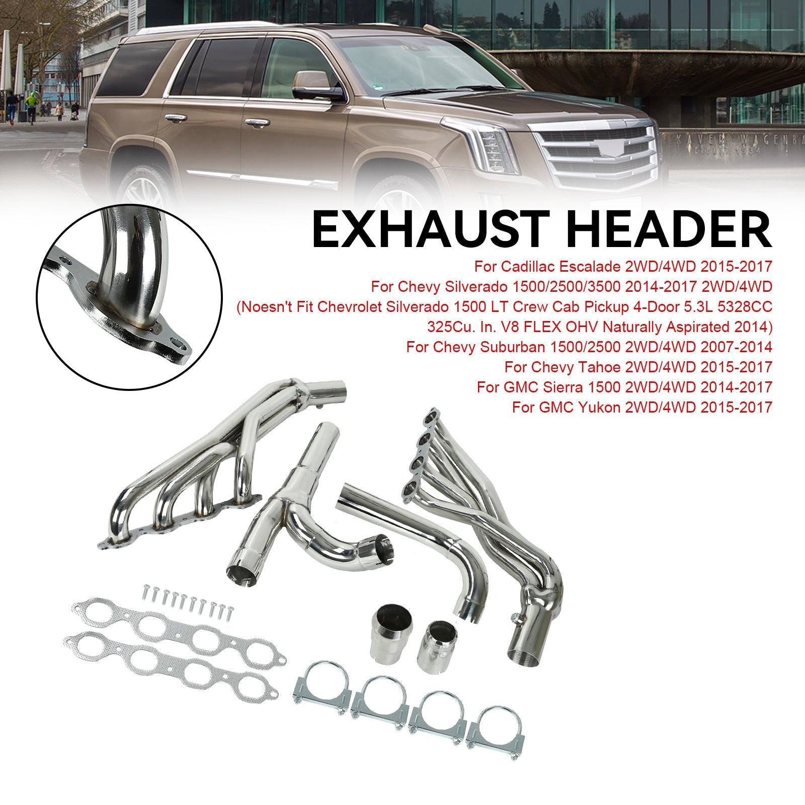 Chevrolet 2015-2017 Tahoe 2WD/4WD 5.3L 6.2L Stainless Exhaust Header