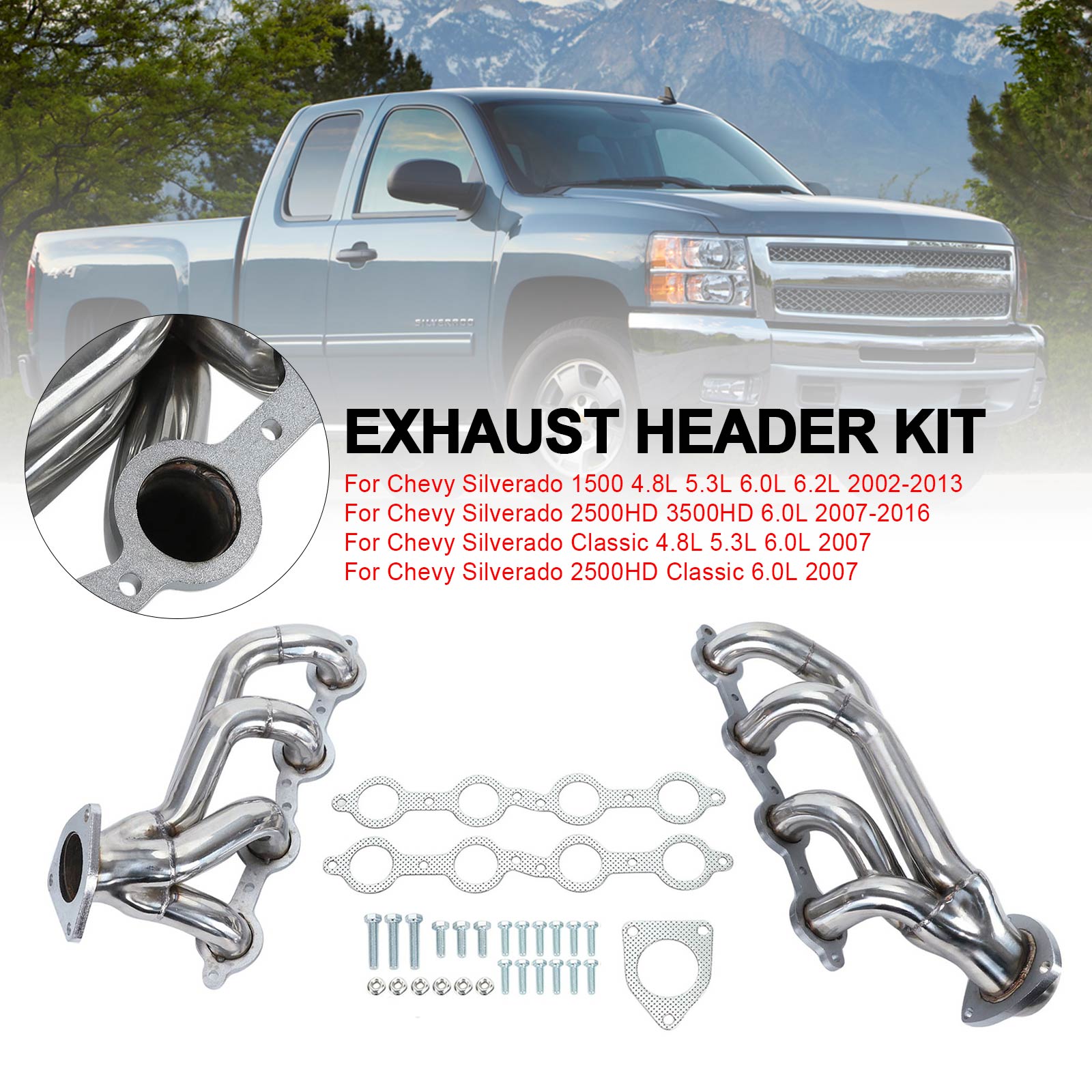 Chevrolet 2007 Silverado Classic 4.8L 5.3L 6.0L Exhaust Headers