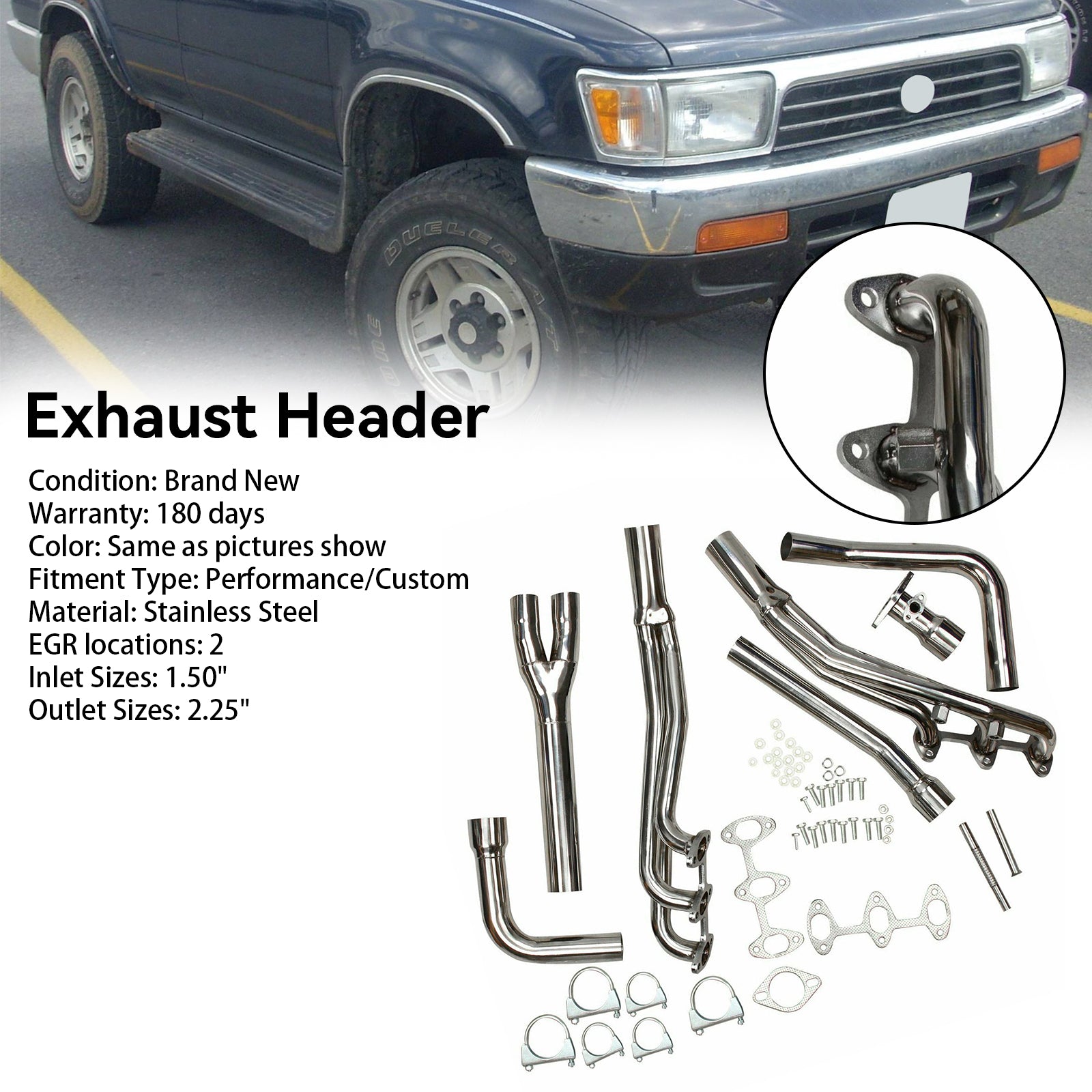 Toyota 1988-1995 4Runner 3.0L V6  Stainless Exhaust Manifold Headers