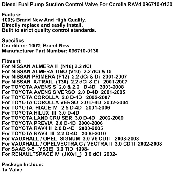 Diesel Fuel Pump Suction Control Valve For Corolla RAV4 096710-0130