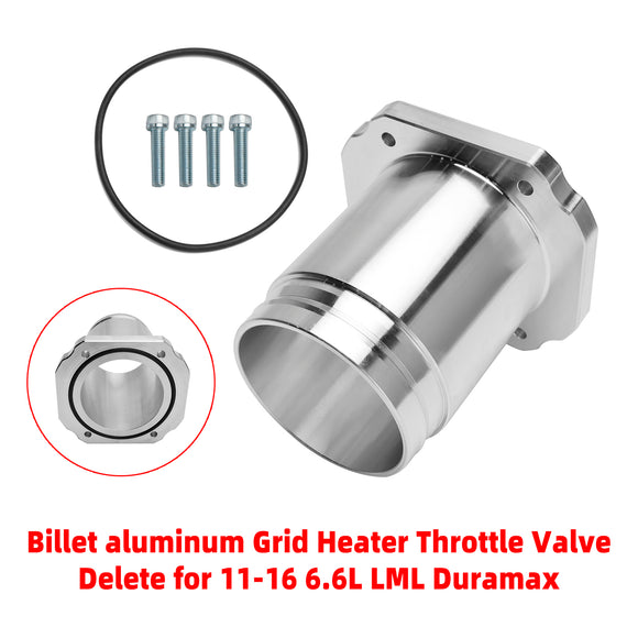 Billet aluminum Grid Heater Throttle Valve Delete for 11-16 6.6L LML Duramax