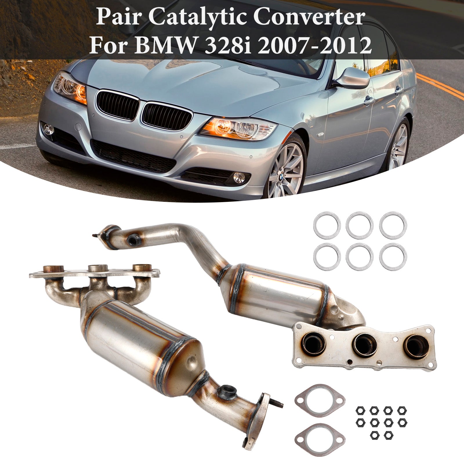 BMW 2007-2012 328i E90/E91/E92/E93 Paar Krümmerkatalysator 10H22-134 10H22-135