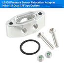Billet LS Twin Turbo Dual 90 degree 1/8Inch NPT Oil Feed Line Adapter Plate-3
