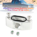 Billet LS Twin Turbo Dual 90 degree 1/8Inch NPT Oil Feed Line Adapter Plate-4