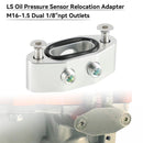 Billet LS Twin Turbo Dual 90 degree 1/8Inch NPT Oil Feed Line Adapter Plate-6