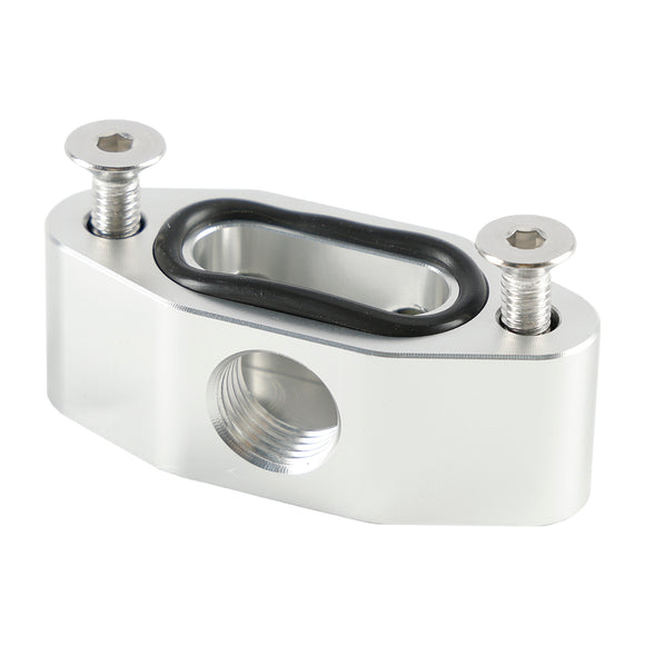 Billet LS Twin Turbo Dual 90 degree 1/8Inch NPT Oil Feed Line Adapter Plate