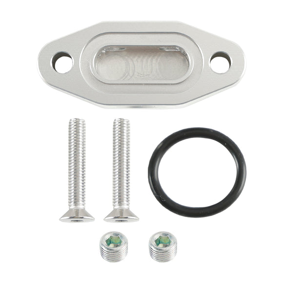 Billet LS Twin Turbo Dual 90 degree 1/8Inch NPT Oil Feed Line Adapter Plate