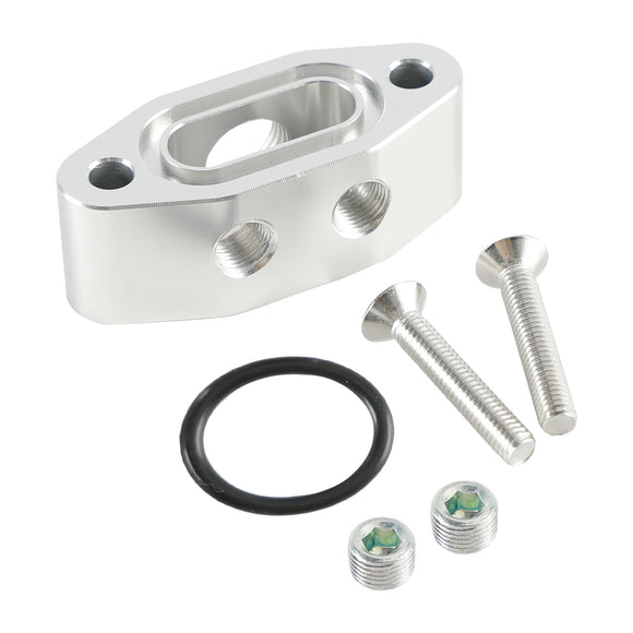 Billet LS Twin Turbo Dual 90 degree 1/8Inch NPT Oil Feed Line Adapter Plate