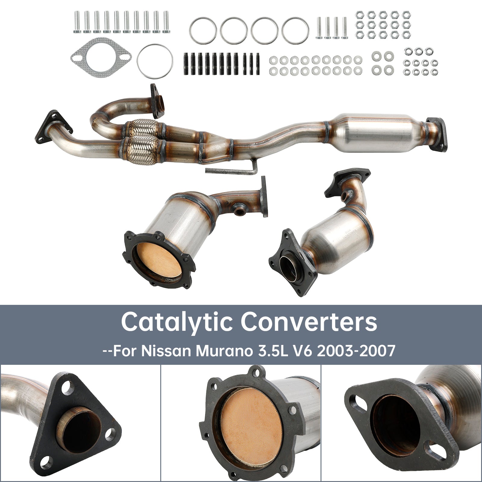 Nissan 2003-2007 Murano 3.5L  Set of 3 Catalytic Converters