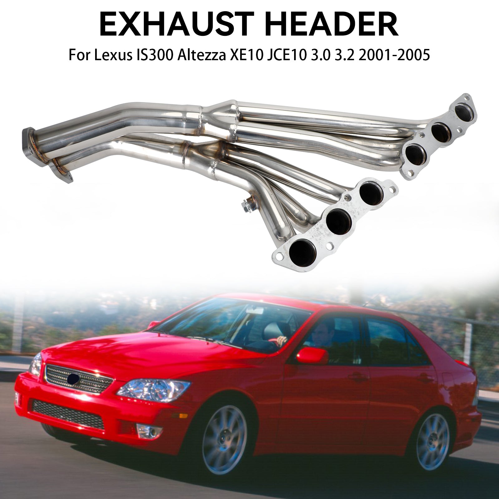 Edelstahl-Auspuffkrümmer für Lexus IS300 2001–2005 Altezza XE10 3.0L L6 2JZ-GE