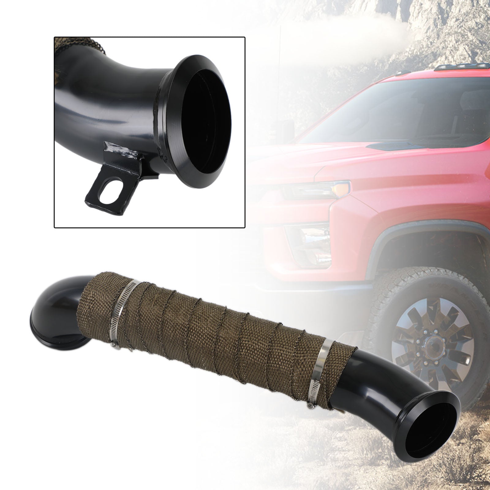 Chevrolet 2004.5-2009 Silverado 3500 6.6L V8 DIESEL GMCA424 GM8424 Black 3" Turbo Down Pipe