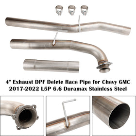 GMC Sierra 2017-2022 L5P 6.6L Duramax Diesel 2500 3500 HD Stainless Steel 4" Exhaust DPF Delete Race Pipe - 0