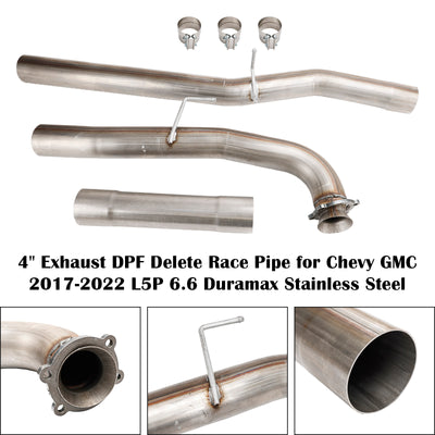 GMC Sierra 2017-2022 L5P 6,6 L Duramax Diesel 2500 3500 HD en acier inoxydable 4" avec suppression du filtre à particules diesel (DPF) - 0