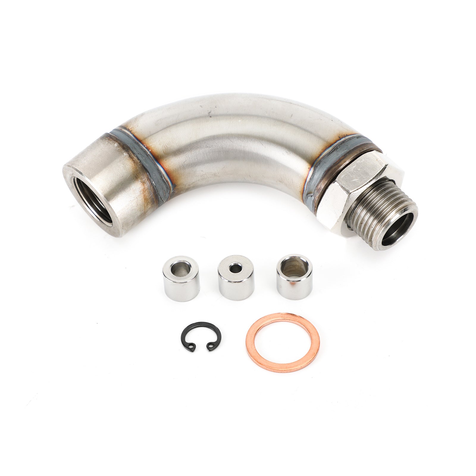 J Style 304 Stainless Steel M18X1.5 O2 Oxygen Sensor Angled Extender Spacer Kit