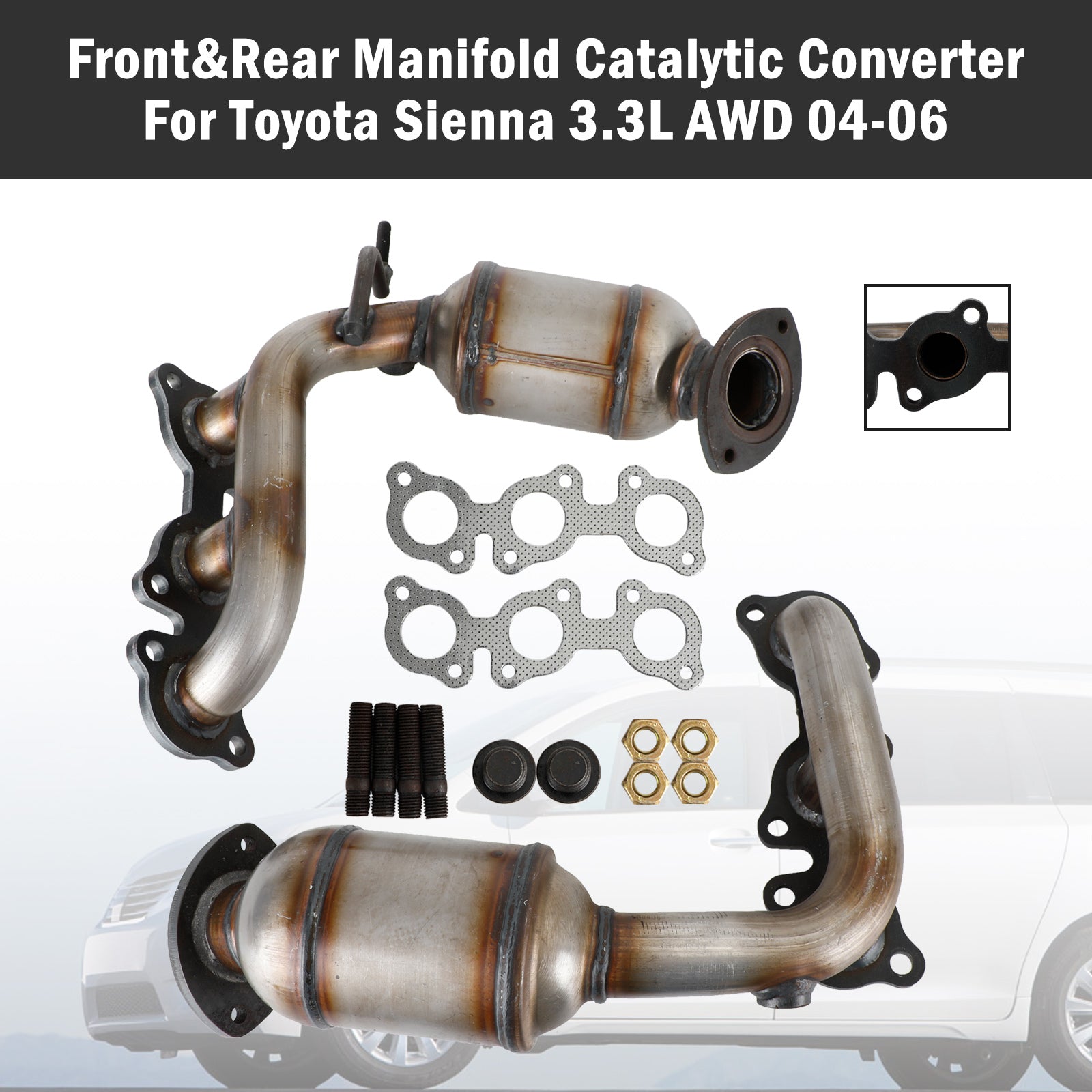 Toyota 2004-2006 Sienna 3.3L AWD Front & Rear Catalytic Converter