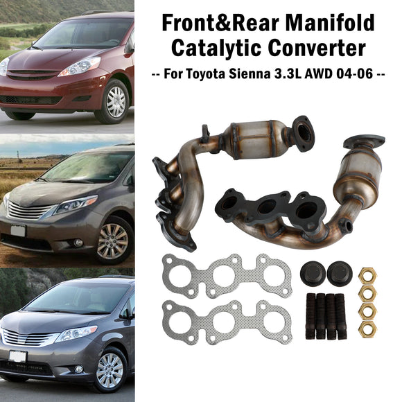 Front & Rear Catalytic Converter for Toyota 2004-2006 Sienna 3.3L AWD