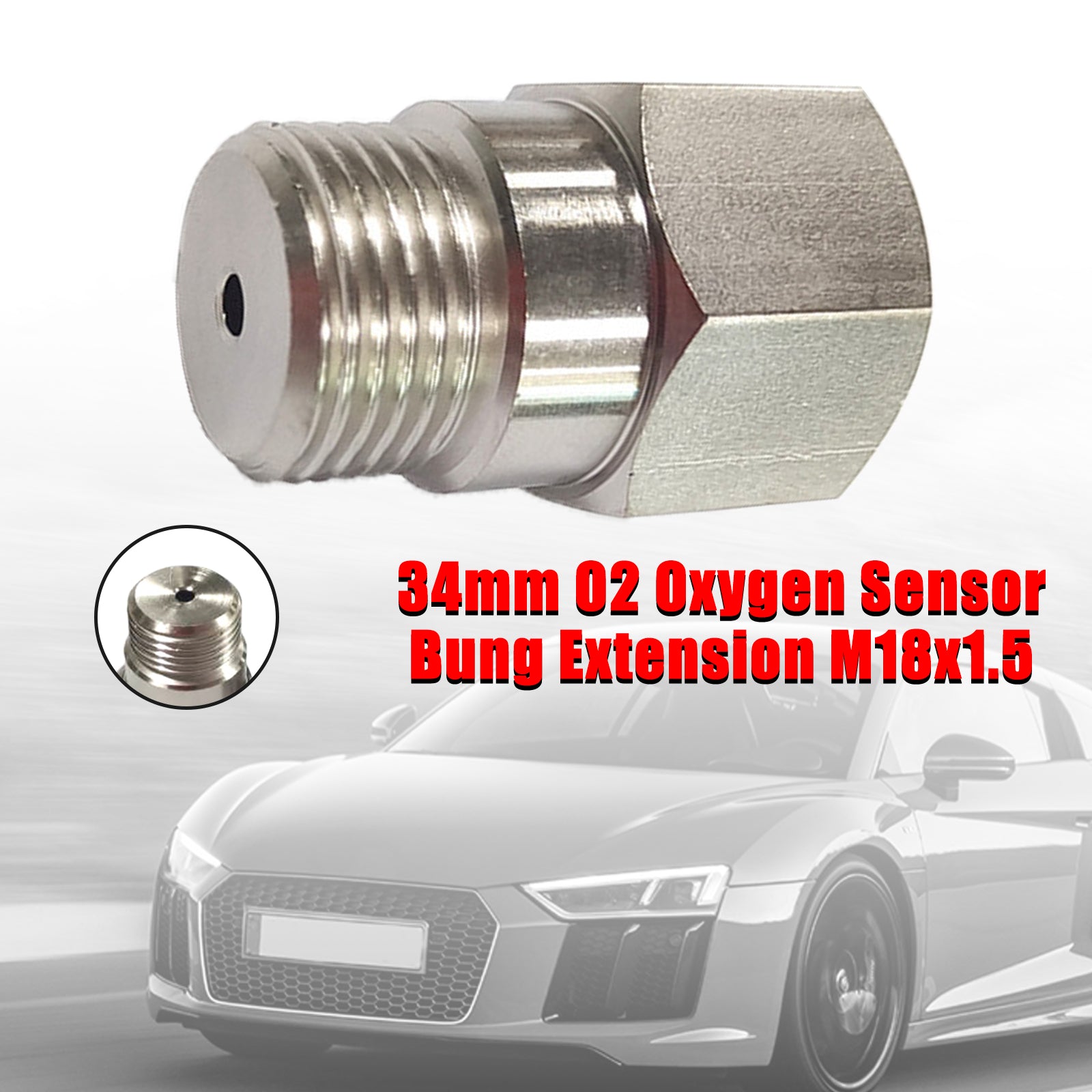 2PCS M18x1.5 34mm O2 Oxygen Sensor Test Pipe Extension Extender Adapter Spacer Bung