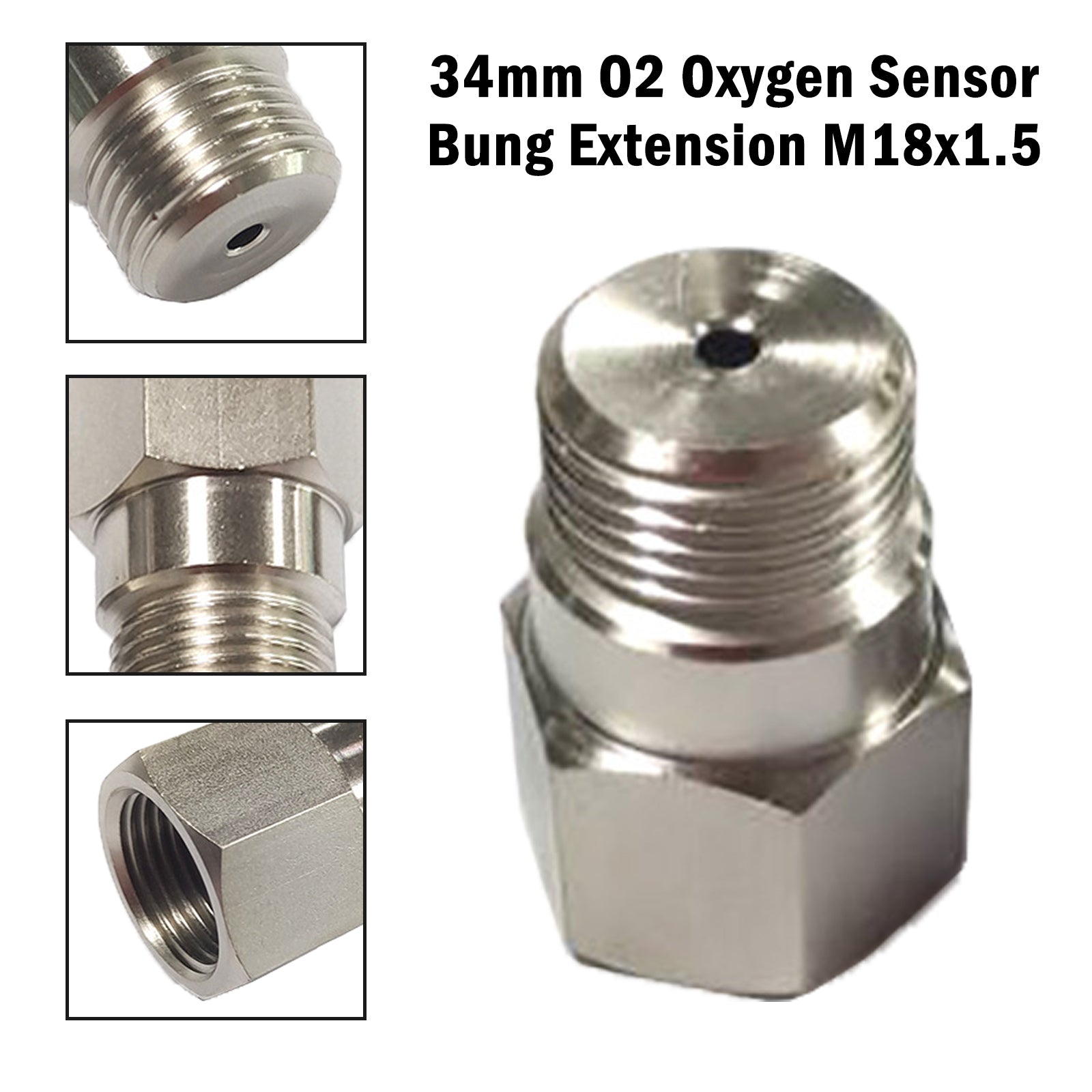 2PCS 34mm O2 Oxygen Sensor Test Pipe Extension Extender Adapter Spacer M18x1.5 Bung