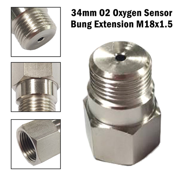 Lot de 2 rallonges de tube de test pour capteur d'oxygène O2 34 mm, adaptateur, entretoise M18 x 1,5