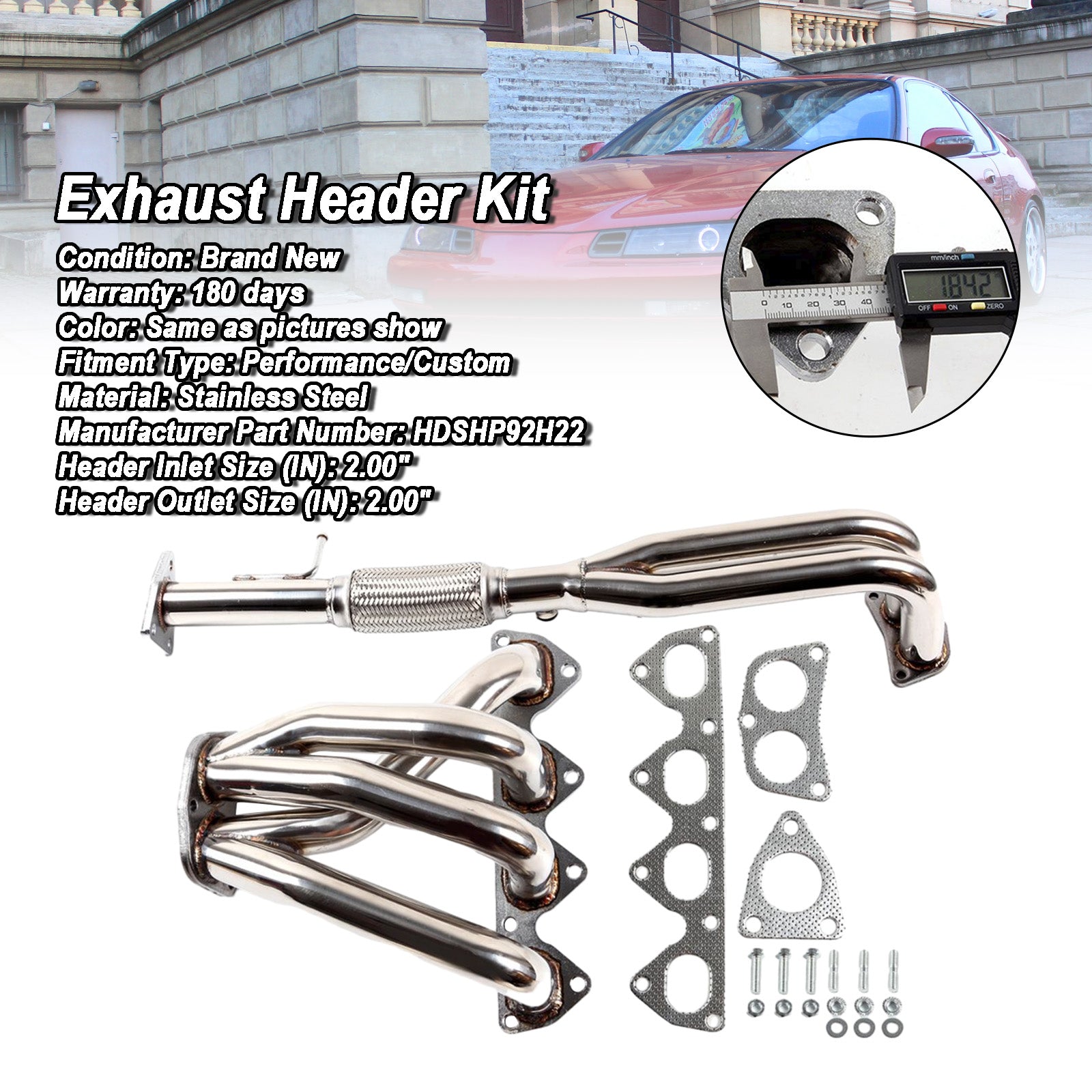 Honda 1993-1996 Prelude 2.2L HDSHP92H22 Steel Manifold Exhaust Racing Header Stainless