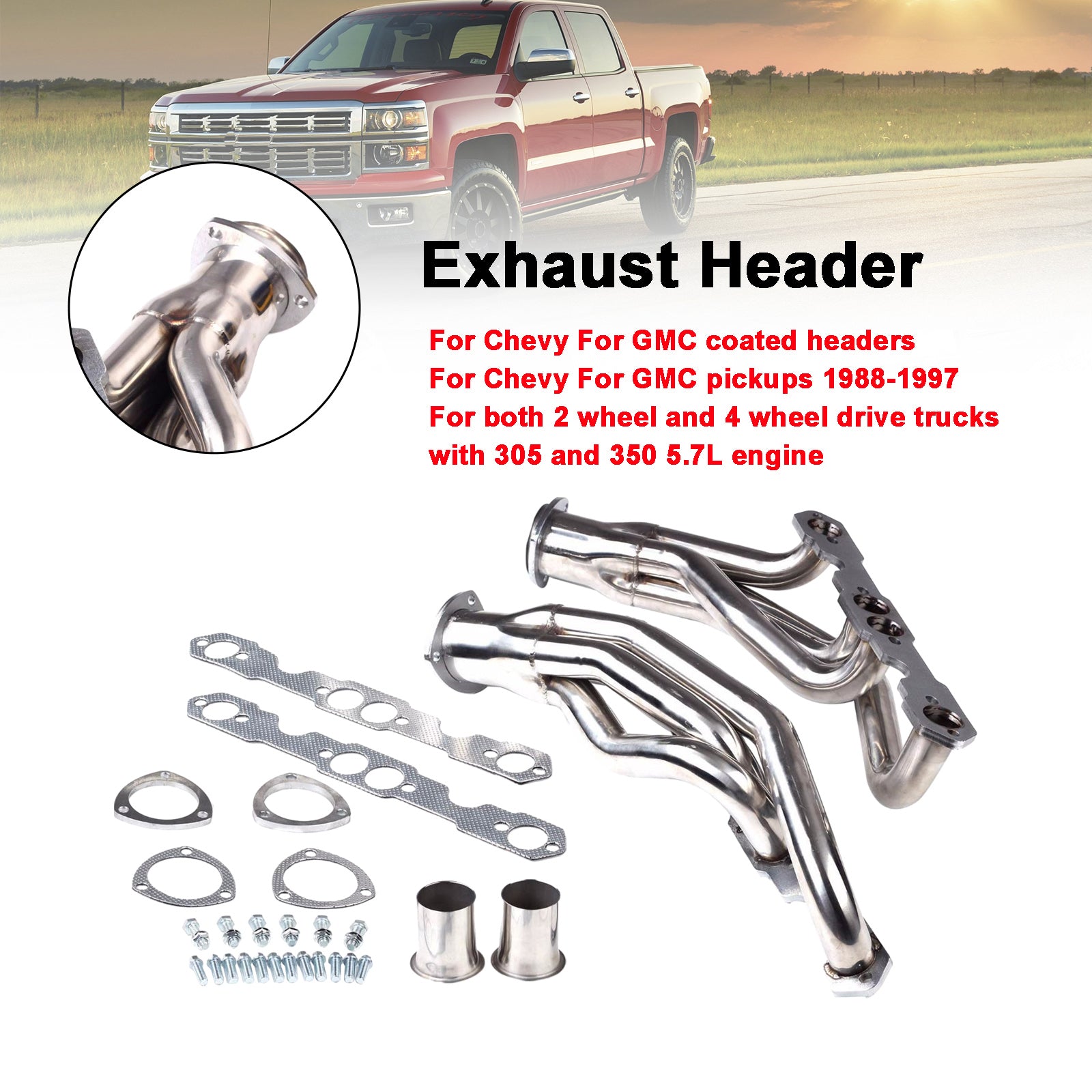 Chevrolet GMC 1988-1997 Pickups Stainless Steel Exhaust Headers