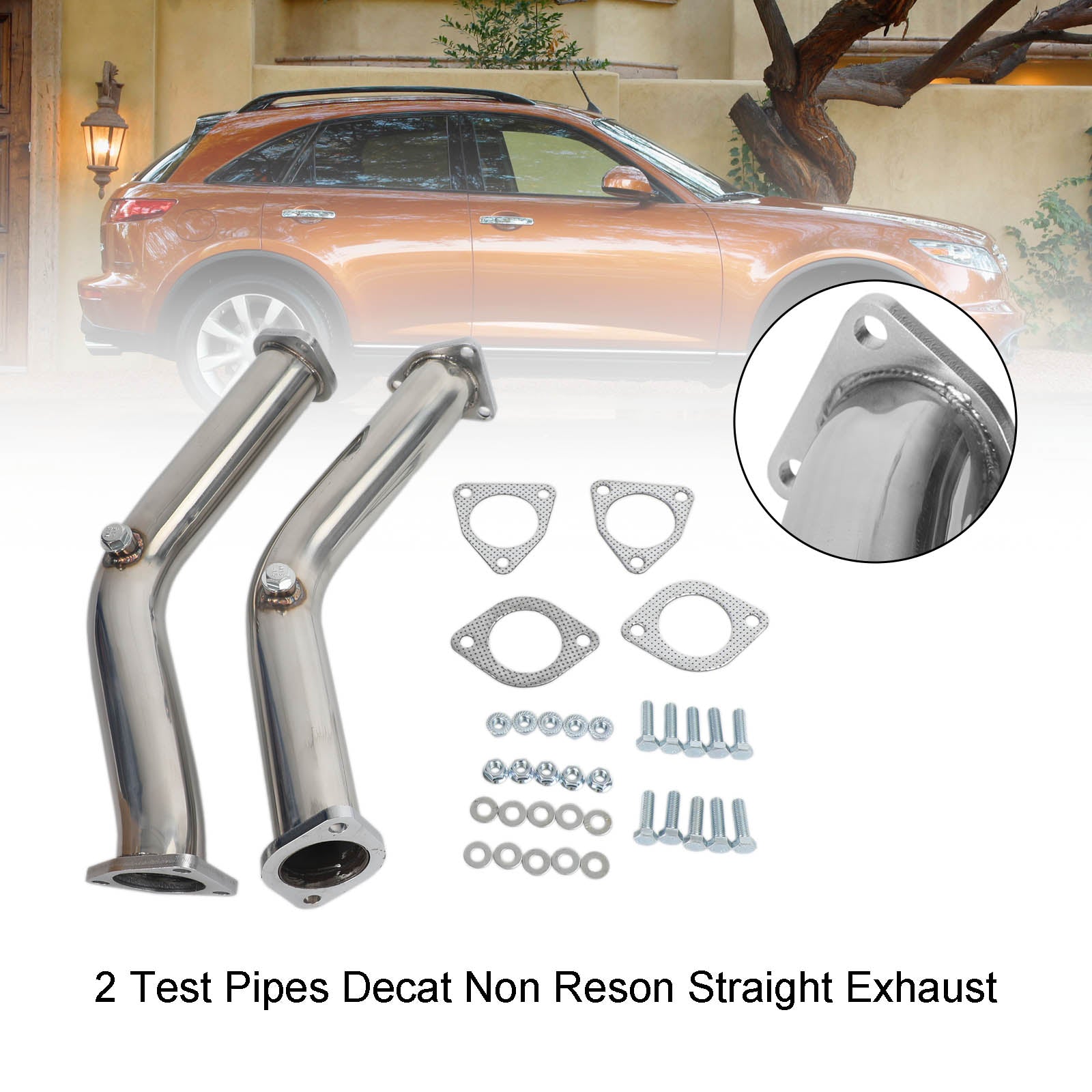 Infiniti 2003-2006 G35 FX35 Nissan 350Z 2 Test Pipes Decat Non Reson Straight Exhaust - 0
