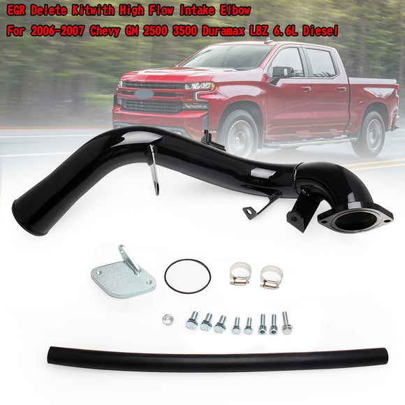 Kit de suppression EGR pour moteurs diesel Chevy GM 2500 et 3500 Duramax LBZ 6,6 L (2006-5/2007) avec coude d'admission à haut débit