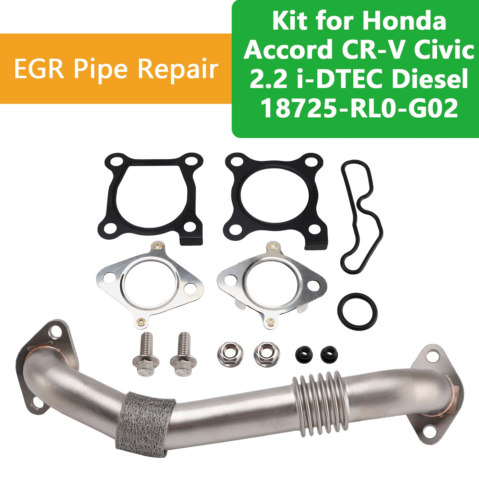 EGR Pipe Repair Kit for Honda Accord CR-V Civic 2.2 i-DTEC Diesel 18725-RL0-G02 - 0