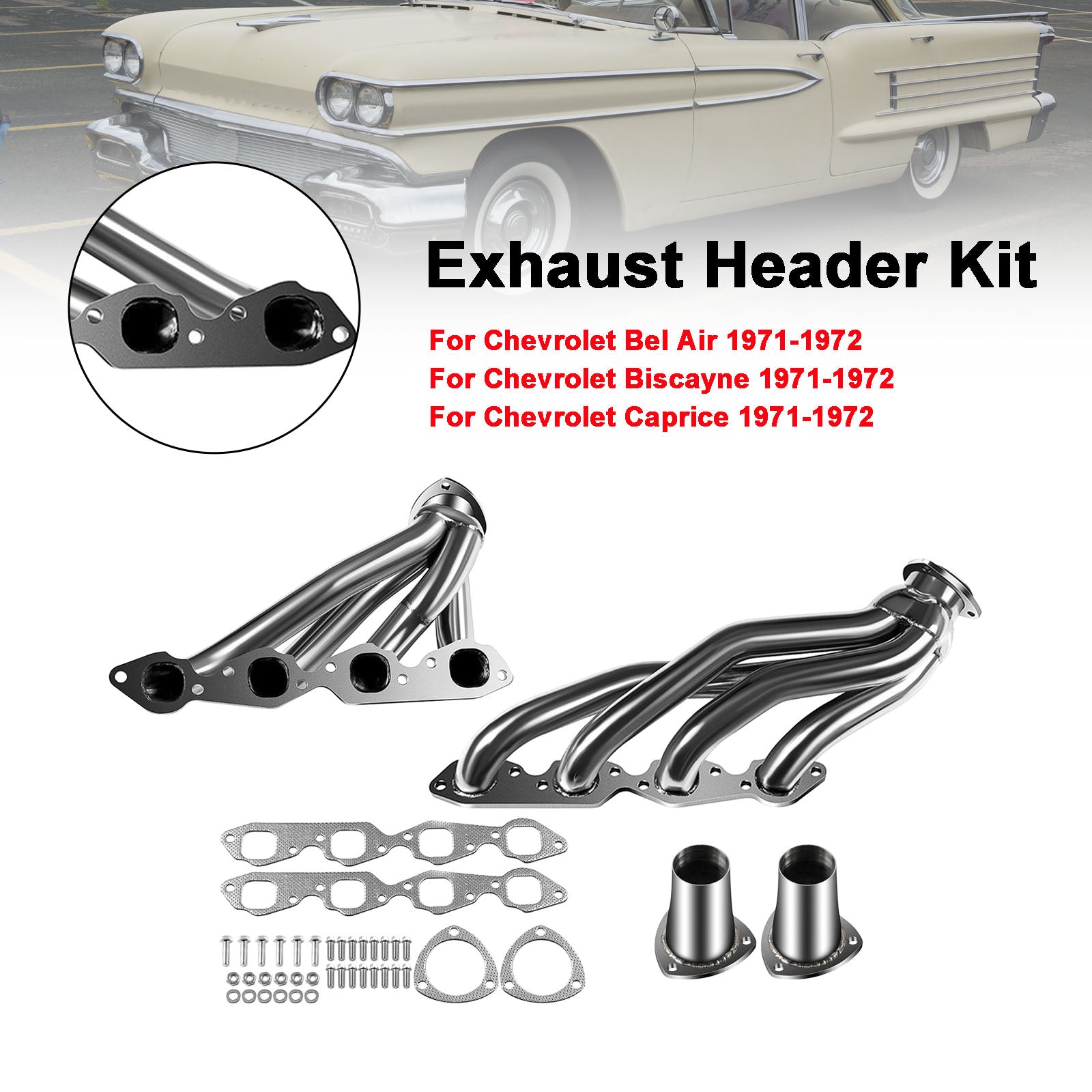 Chevrolet 1971-1972 Bel Air/Biscayne/Caprice/Chevelle/Corvette/El Camino/Impala 6,6 l Auspuffkrümmer, kurzer Krümmer