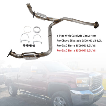GMC 2016-2017 Sierra 2500 HD 6.0L V8 Y Pipe With Catalytic Converters - 0