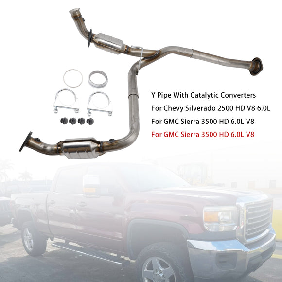 GMC 2015-2017 Sierra 3500 HD 6.0L V8 Y Pipe With Catalytic Converters